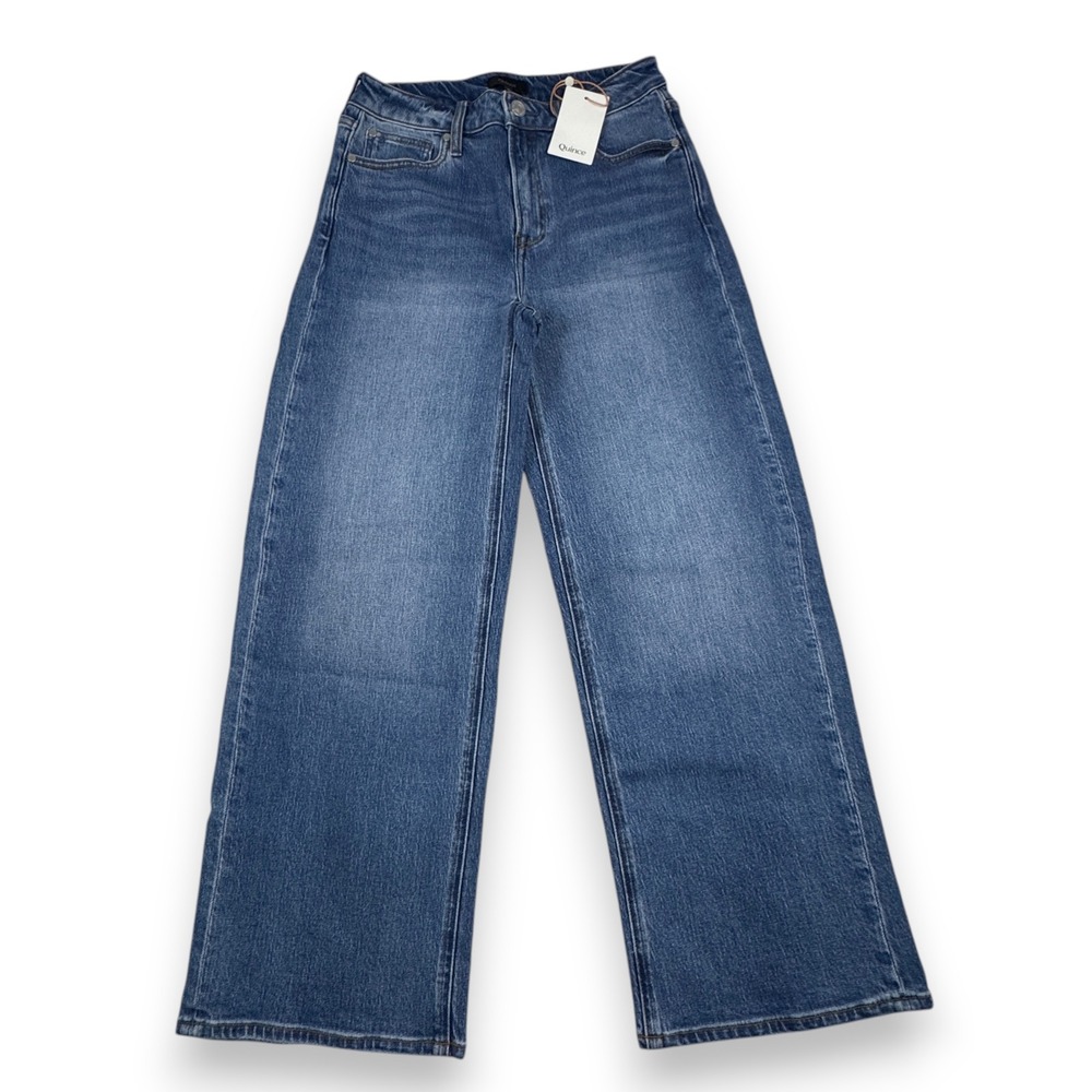 NWT Quince Jeans Relaxed Straight Comfort Stretch Eco Women Medium Blue 28 x 28